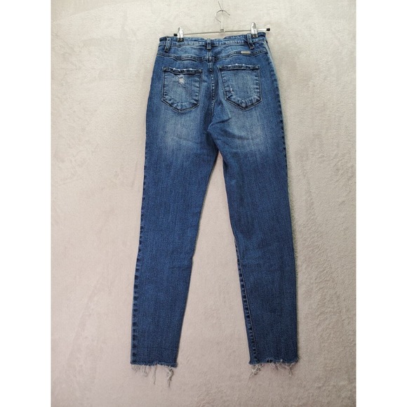 KanCan Jeans Women's‎ Size 27 Blue Denim Cotton Pockets Flat Front Straight Leg - Picture 2 of 11